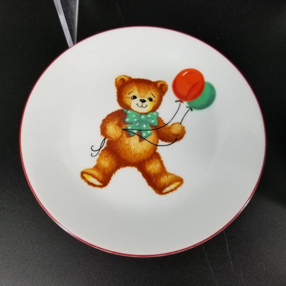 Vintage Reutter Child Kid Feeding Dish Set 3 Teddy Bears Red Porcelain Germany - Picture 9 of 12